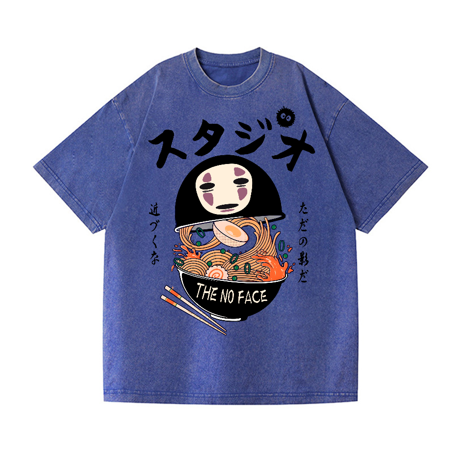 Ghibli No Face Kaonashi Ramen Vintage Wash Japanese Design T-Shirt