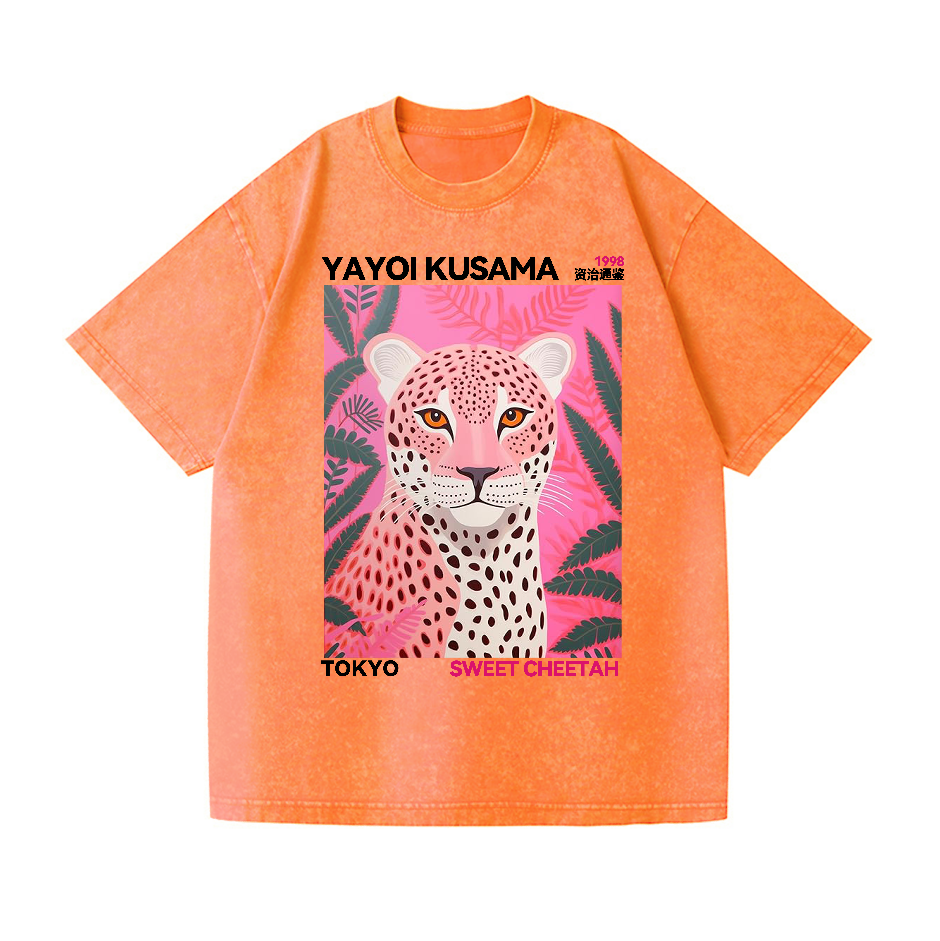 Yayoi Kusama Sweet Cheetah Vintage Wash Japanese Design T-Shirt
