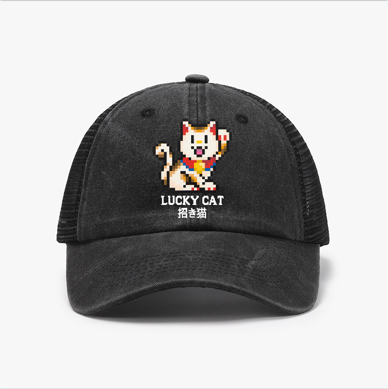 TM Mosaic Lucky Cat Vintage Cotton Breathable Hat