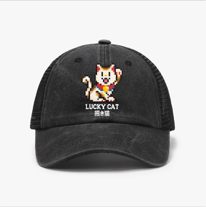TM Mosaic Lucky Cat Vintage Cotton Breathable Hat