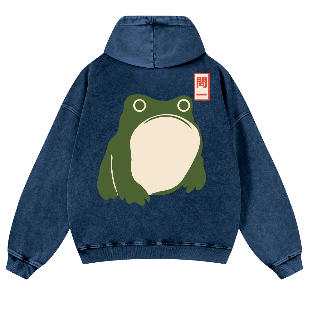 Matsumoto Hoji Frog Vintage Washed Cotton Back Art Hoodie