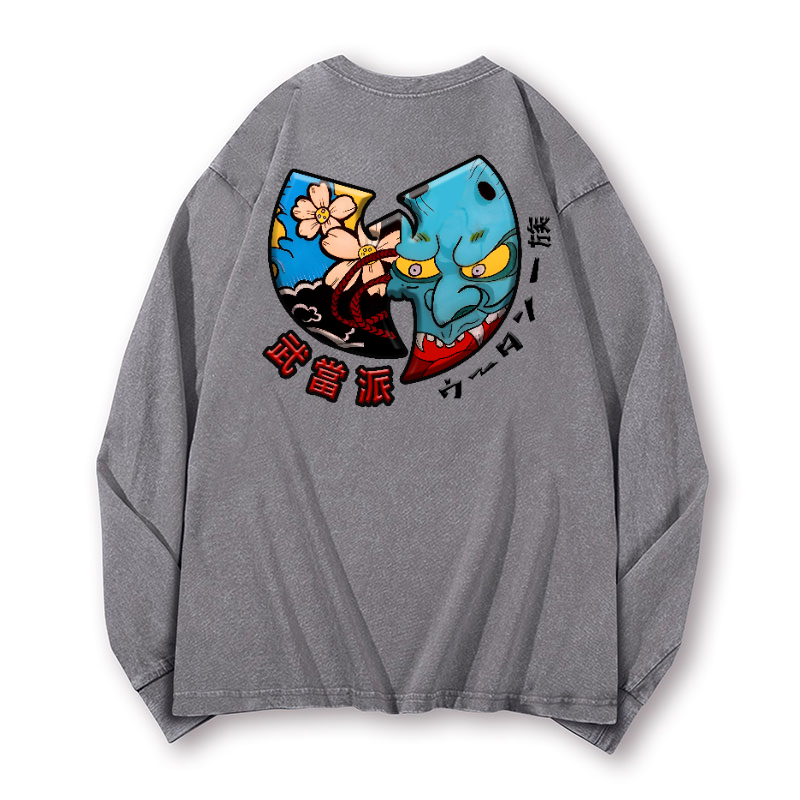 Wu Tang Clan Vintage Washed Cotton Back Art Long-sleeve T-shirt