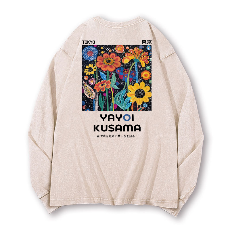 Yayoi Kusama Vintage Washed Cotton Back Art Long-sleeve T-shirt