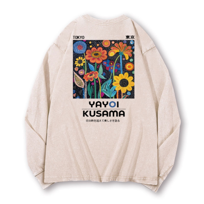 Yayoi Kusama Vintage Washed Cotton Back Art Long-sleeve T-shirt