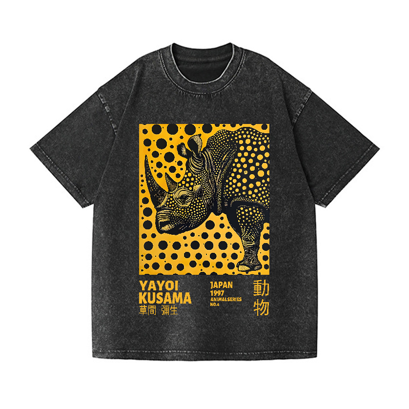Yayoi Kusama Rhinoceros Vintage Wash Japanese Design T-Shirt