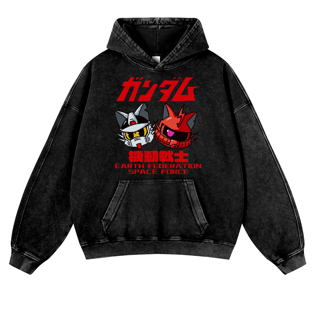 E.F.S.F. Cat MSG Vintage Washed Thick Cotton Hoodie