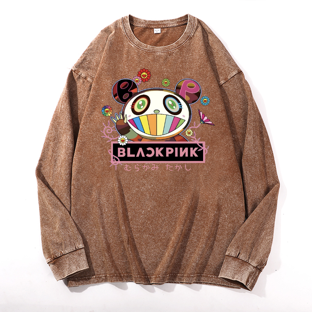 Black Pink TM Vintage Cotton Wash Long-sleeve T-shirt