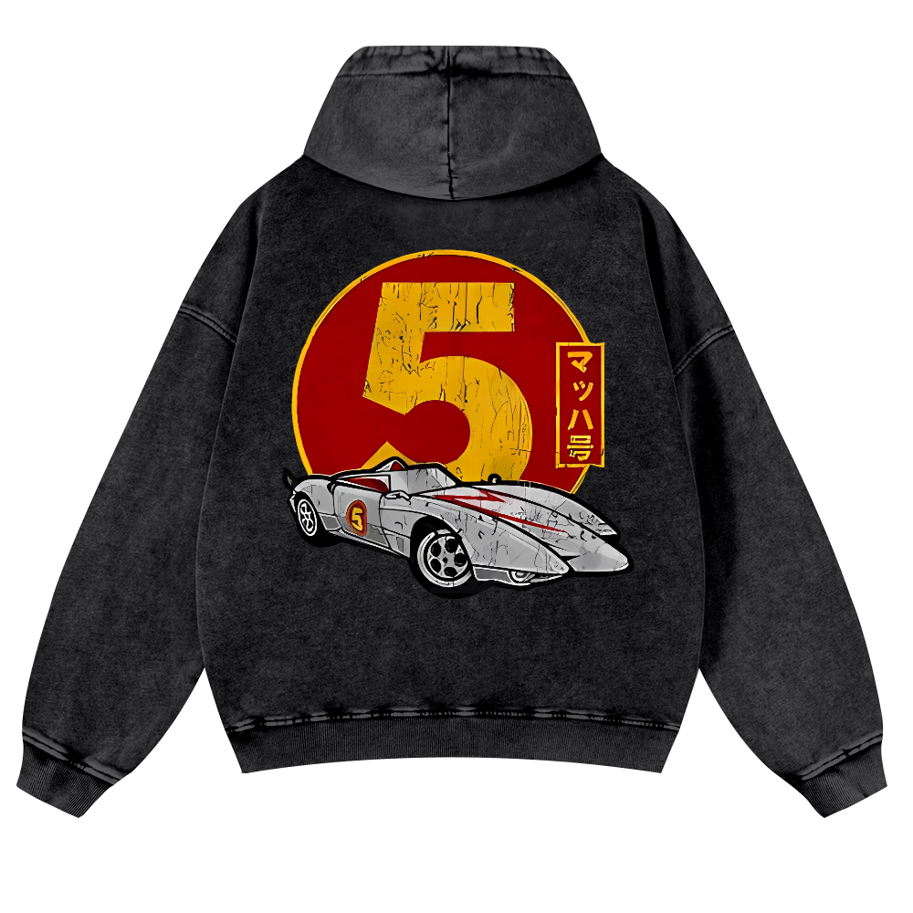 Speed Racer Mach 5 Vintage Washed Cotton Back Art Hoodie