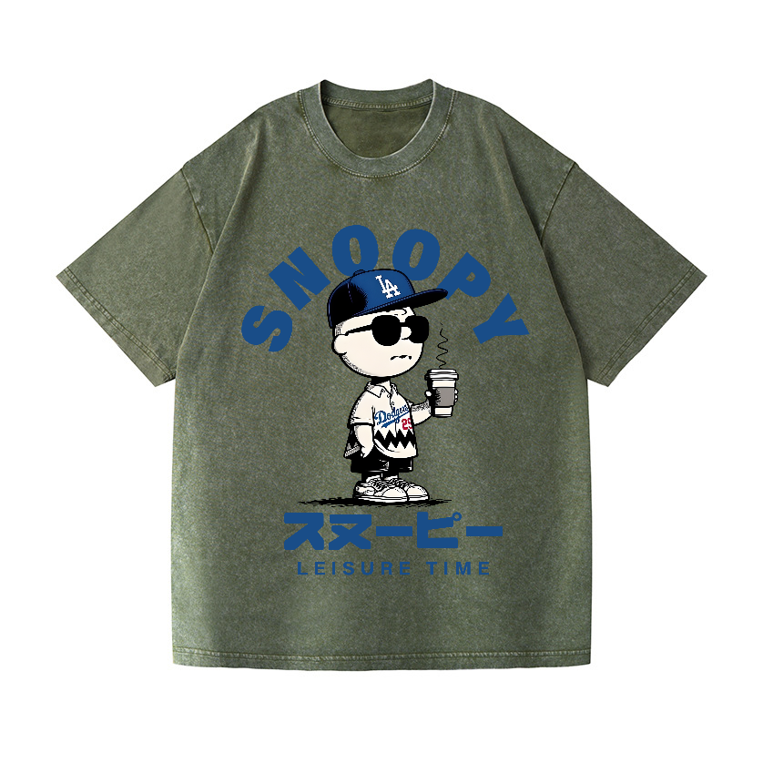 Dodgers Snoopy Vintage Wash Japanese Design T-Shirt
