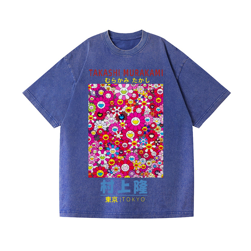 Takashi Murakami Sunflower Vintage Wash Japanese Design T-Shirt