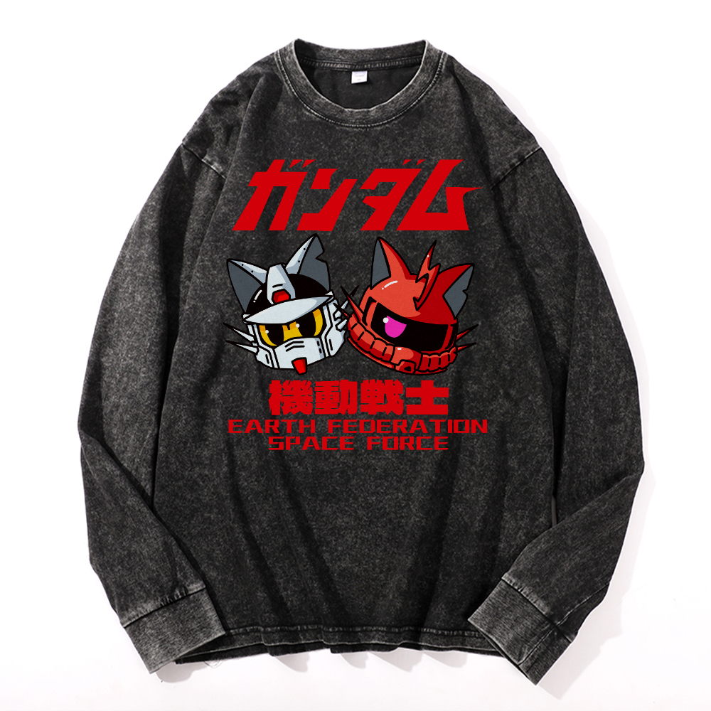 E.F.S.F. Cat MSG Vintage Cotton Wash Long-sleeve T-shirt