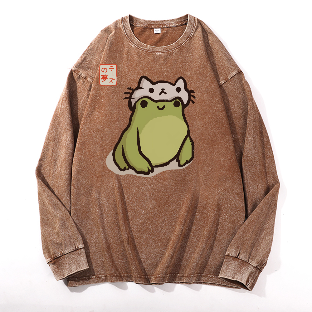 Matsumoto Hoji Frog Vintage Cotton Wash Crewneck Sweatshirt