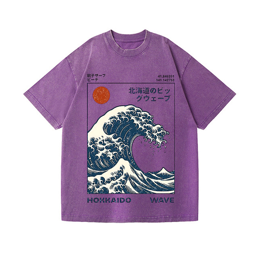 The Wave Ukiyoe Vintage Wash Japanese Design T-Shirt