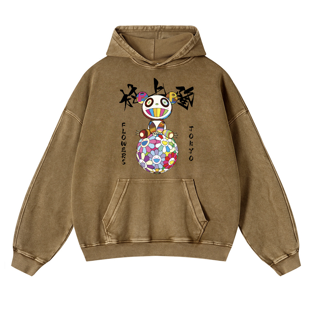TM Sunflower Panda Vintage Washed Thick Cotton Hoodie