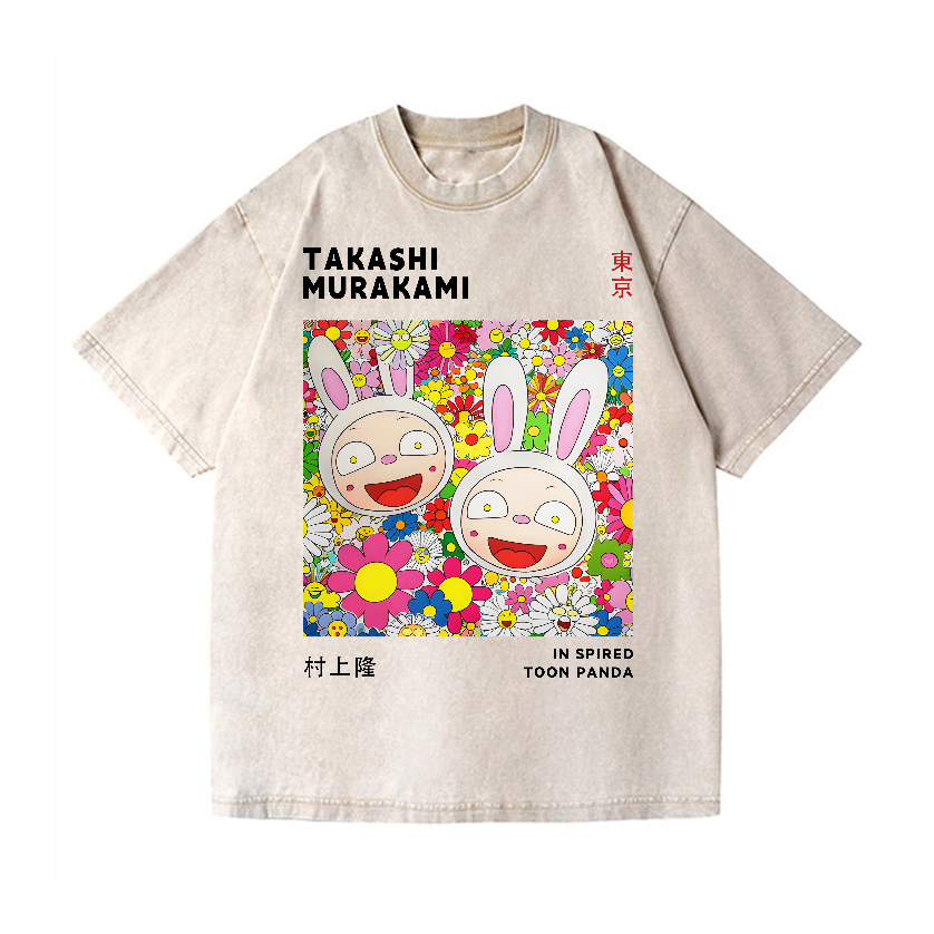 TM Sunflower Rabbit Vintage Wash Japanese Design T-Shirt