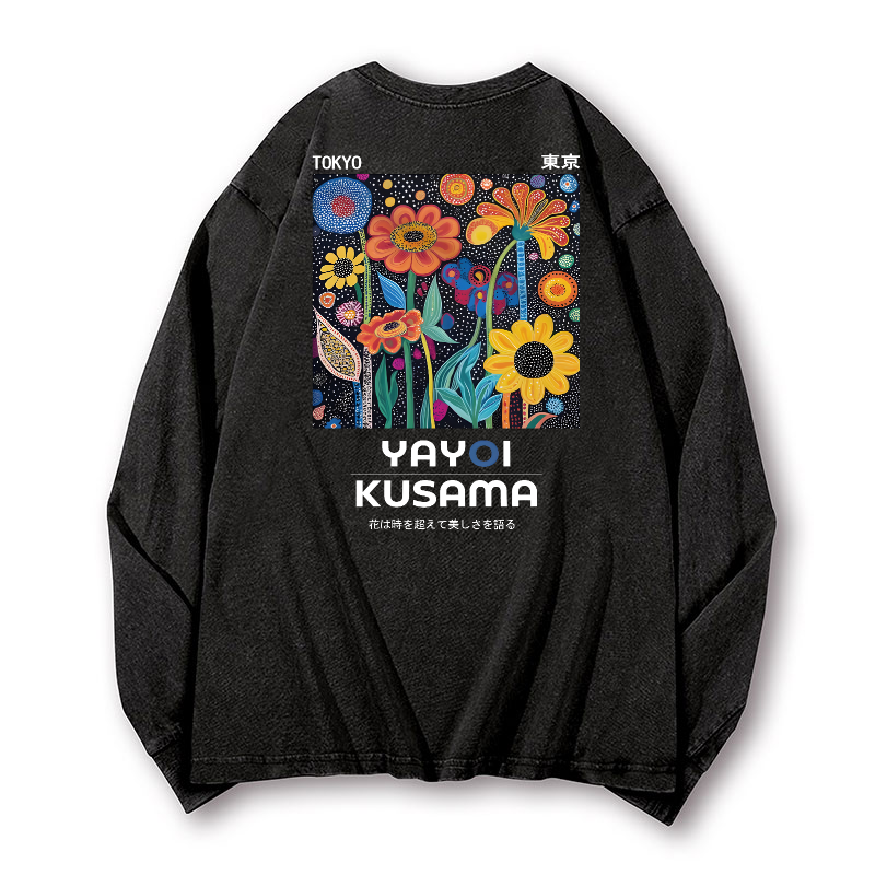 Yayoi Kusama Vintage Washed Cotton Back Art Long-sleeve T-shirt