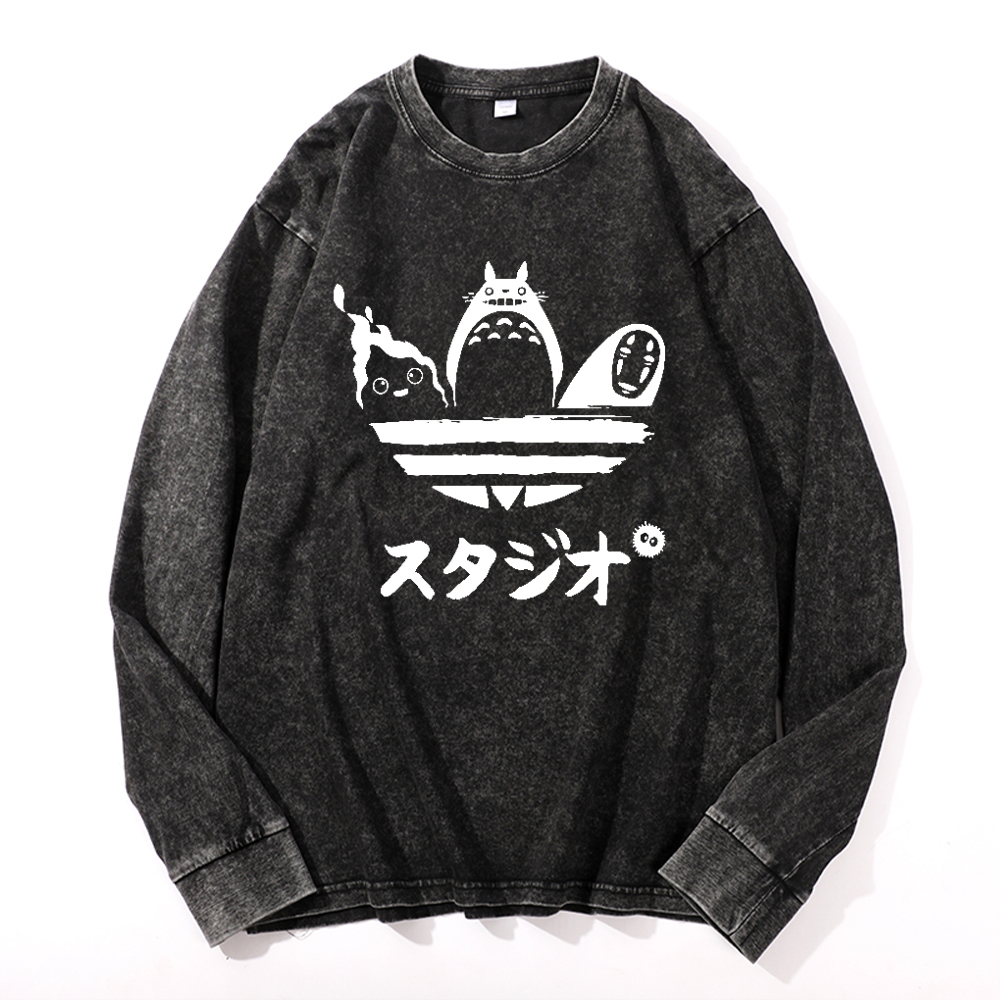 Ghibli Vintage Cotton Wash Crewneck Sweatshirt