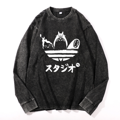 Ghibli Vintage Cotton Wash Crewneck Sweatshirt