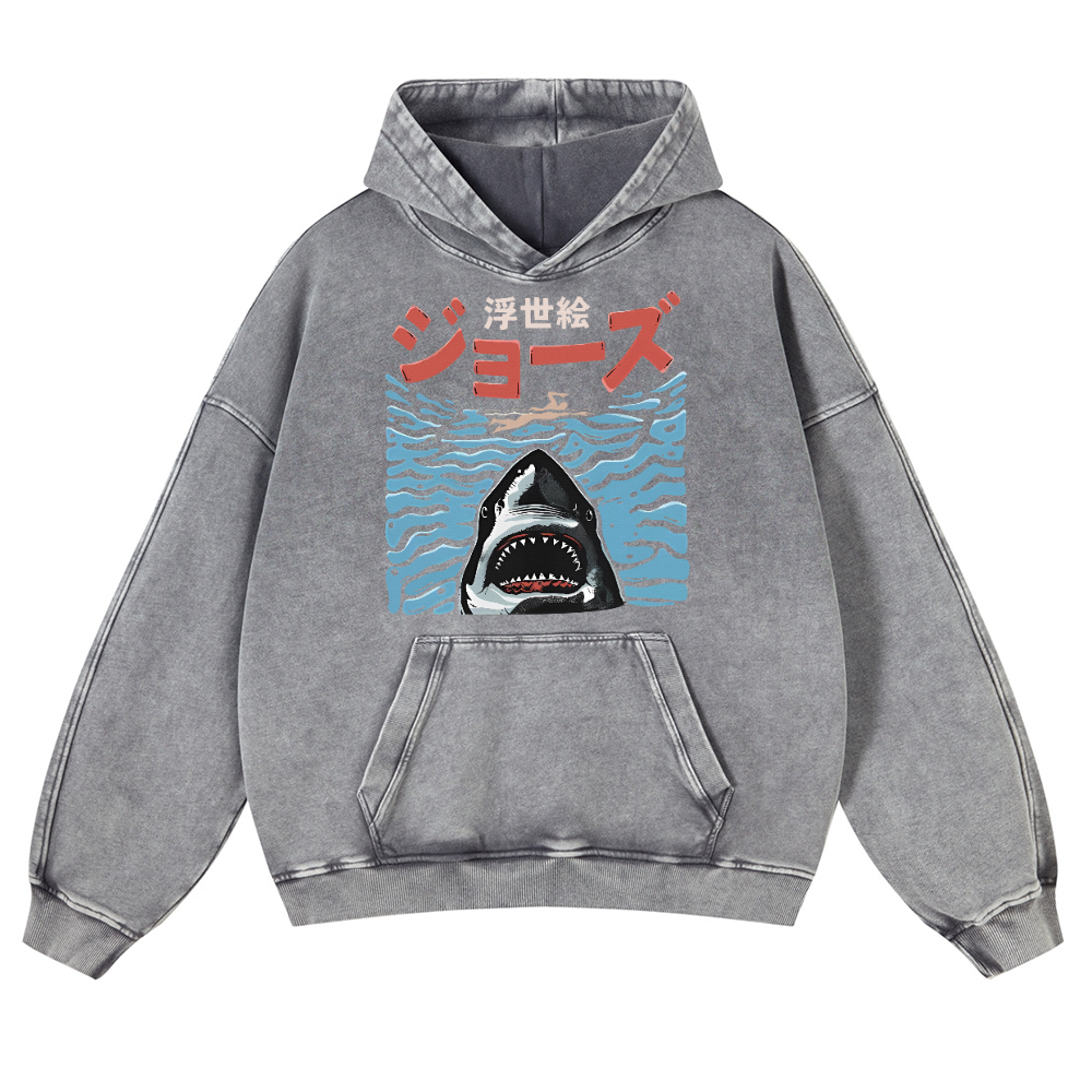 Jaws Vintage Washed Thick Cotton Hoodie