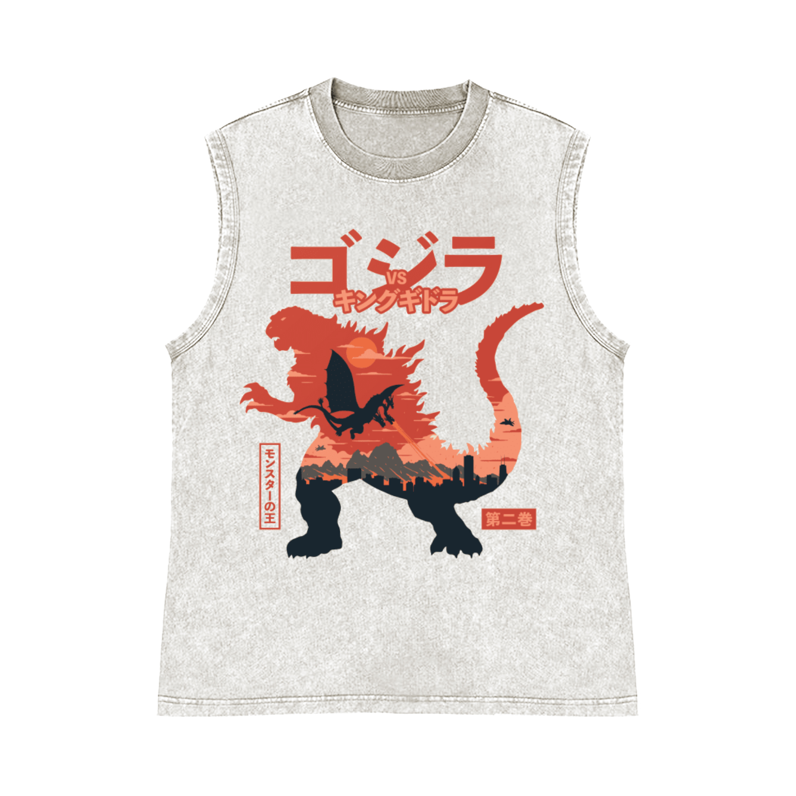 Kaiju Pure Cotton Wash-Dyed Sleeveless Tank Top