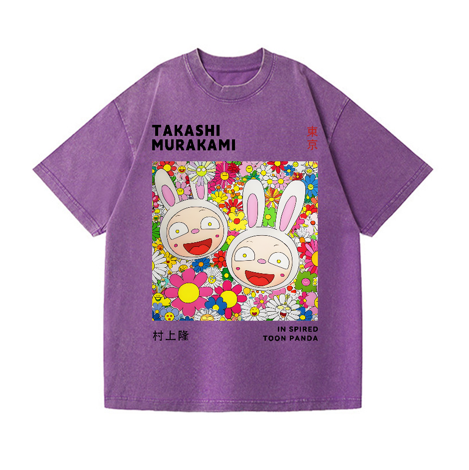 TM Sunflower Rabbit Vintage Wash Japanese Design T-Shirt