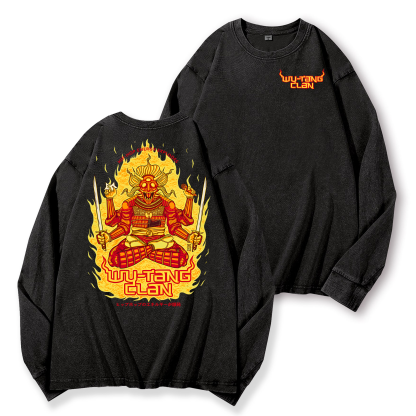 Wu Tang Clan Vintage Washed Cotton Back Art Long-sleeve T-shirt