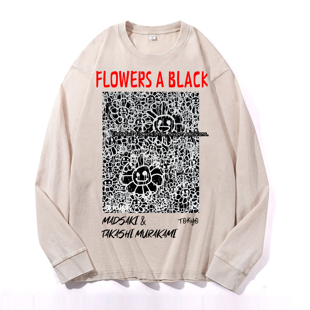 Madsaki Sunflower TM Vintage Cotton Wash Crewneck Sweatshirt