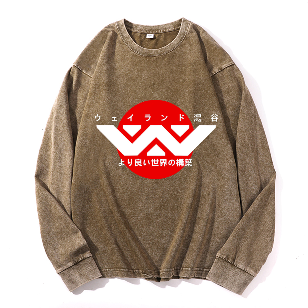 Alien Weyland Yutani Vintage Cotton Wash Crewneck Sweatshirt
