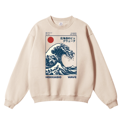 Katsushika Hokusai Wave Ukiyoe Wrinkle-Resistant Crewneck Sweatshirt