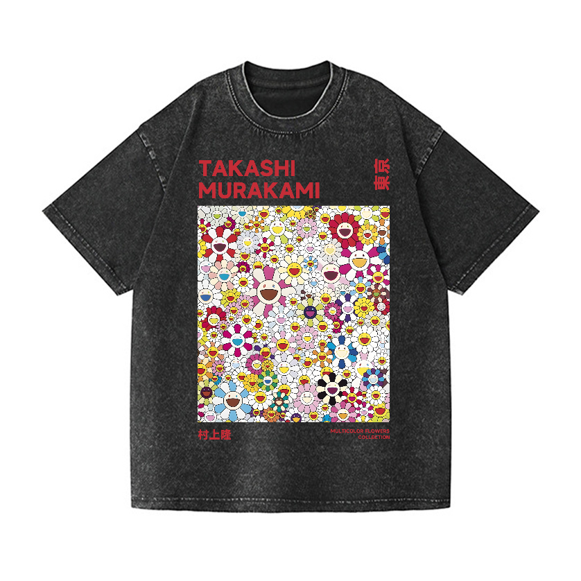 Takashi Murakami Flower Vintage Wash Japanese Design T-Shirt