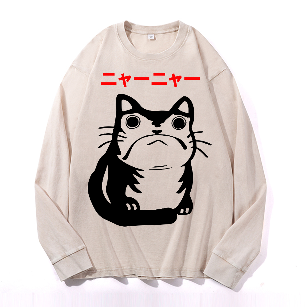 Matsumoto Hoji Cat Frog Vintage Cotton Wash Crewneck Sweatshirt