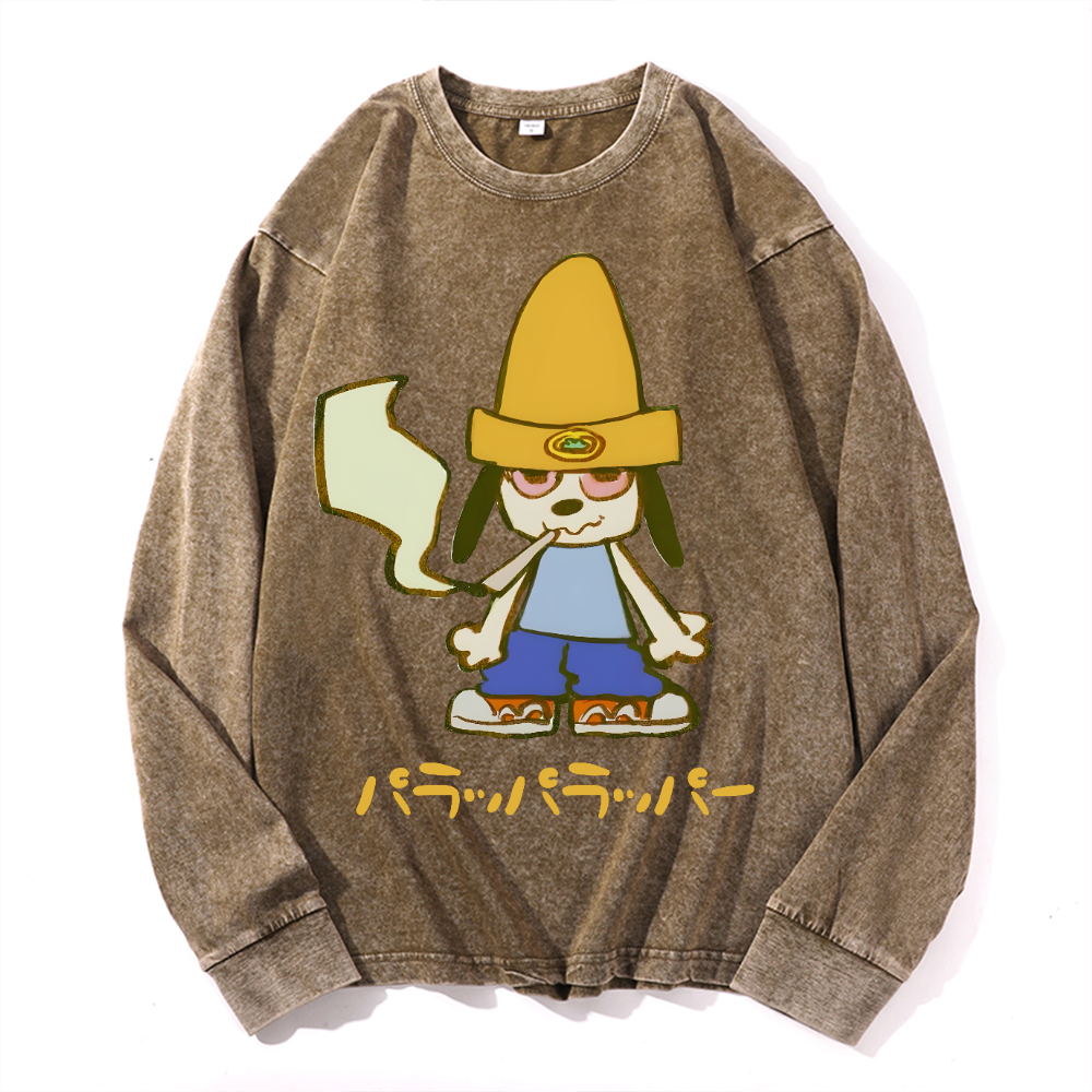 PaRappa the Rapper Vintage Cotton Wash Long-sleeve T-shirt