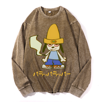 PaRappa the Rapper Vintage Cotton Wash Long-sleeve T-shirt