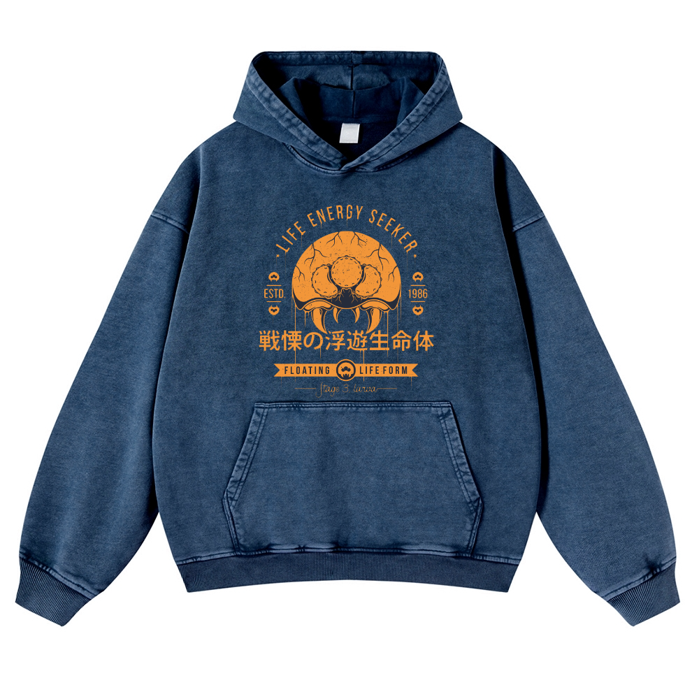 Metroid Vintage Washed Thick Cotton Hoodie