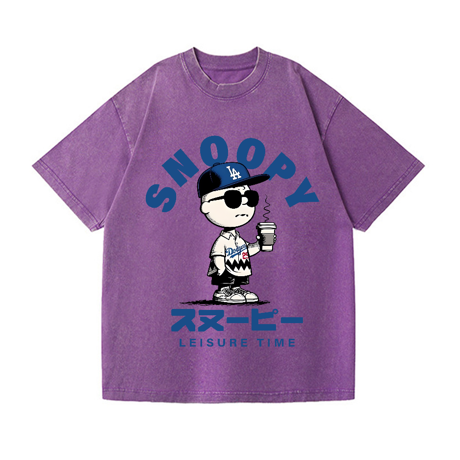 Dodgers Snoopy Vintage Wash Japanese Design T-Shirt