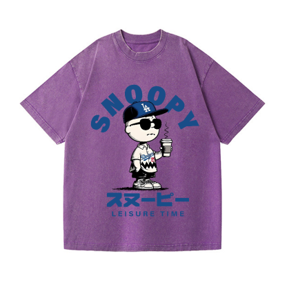 Dodgers Snoopy Vintage Wash Japanese Design T-Shirt