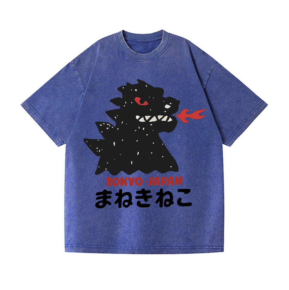 Godzilla Is Known As The King Of Monsters Vintage Wash Japanese Design T-Shirt
