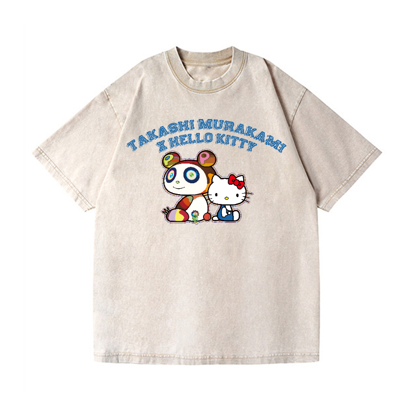 Japan Sunflower Panda TM Vintage Wash Japanese Design T-Shirt