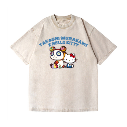 Japan Sunflower Panda TM Vintage Wash Japanese Design T-Shirt
