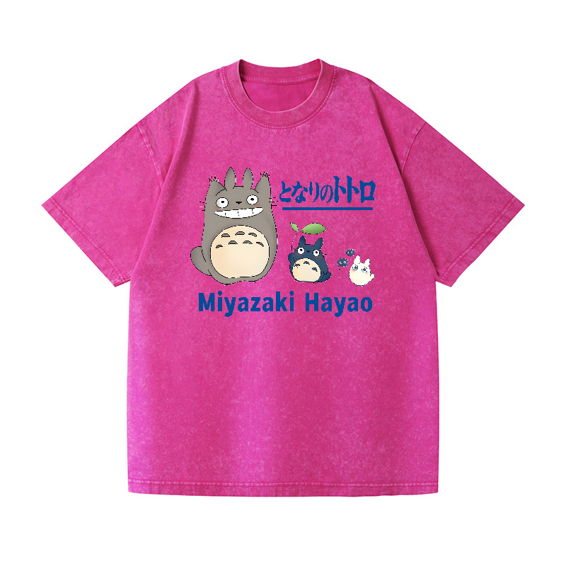 Ghibli Miyazaki Hayao Totoro Anime Vintage Wash Japanese Design T-Shirt