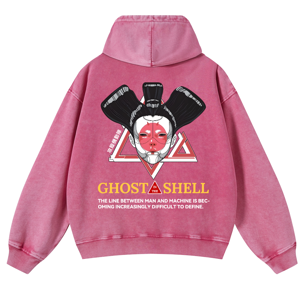 Ghost of the Shell Geisha Vintage Washed Cotton Back Art Hoodie