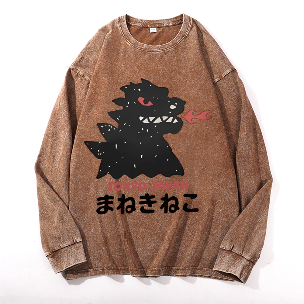 Kaiju Vintage Cotton Wash Crewneck Sweatshirt