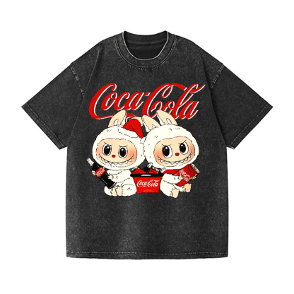 Coca Cola Labubu Vintage Wash Japanese Design T-Shirt