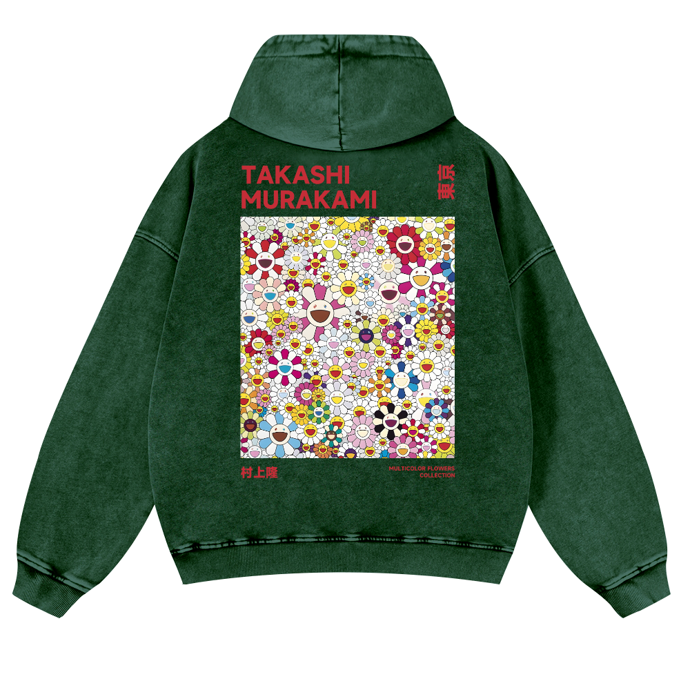 TM Flower Vintage Washed Cotton Back Art Hoodie