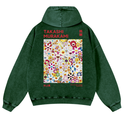 TM Flower Vintage Washed Cotton Back Art Hoodie