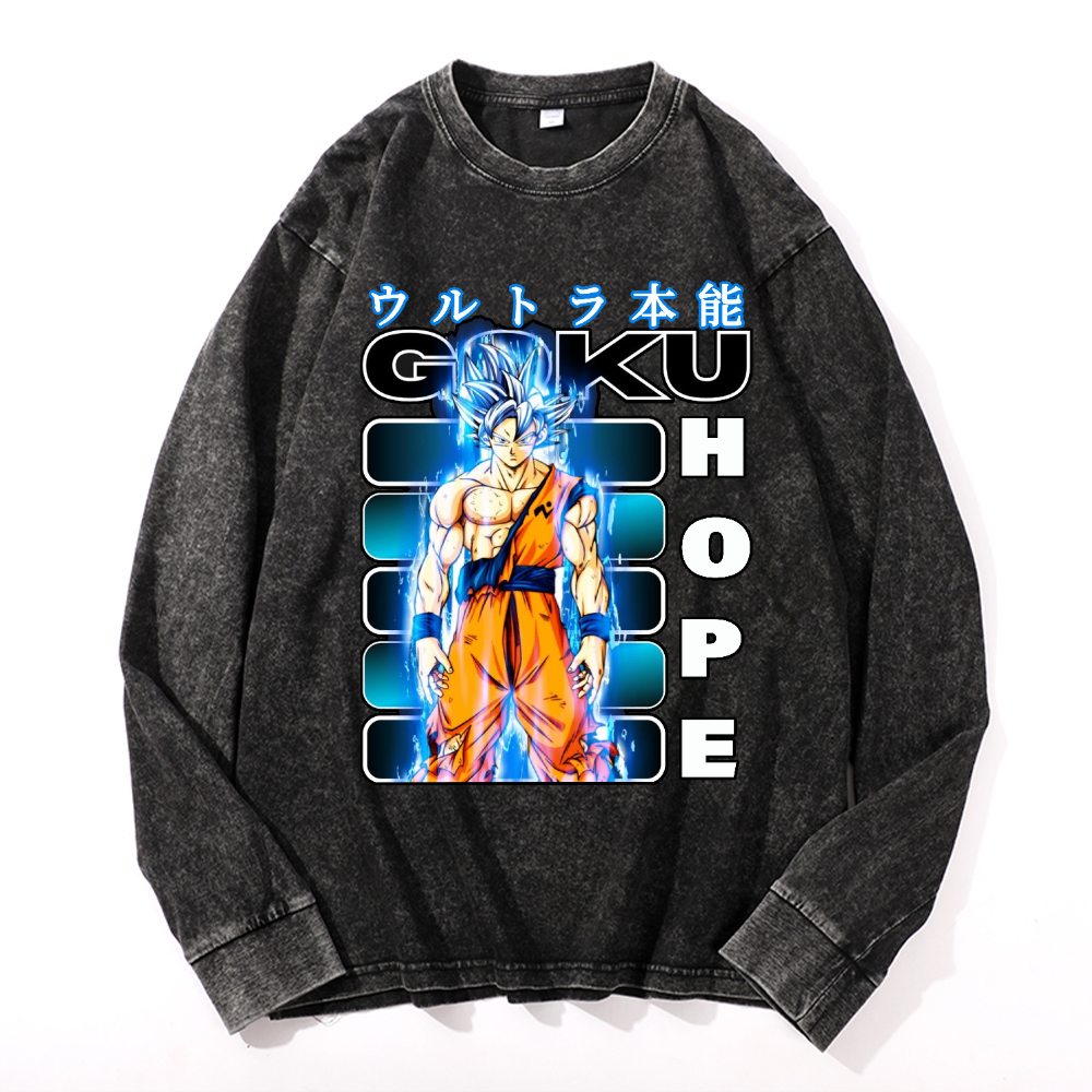 DB Goku Son Vintage Cotton Wash Long-sleeve T-shirt