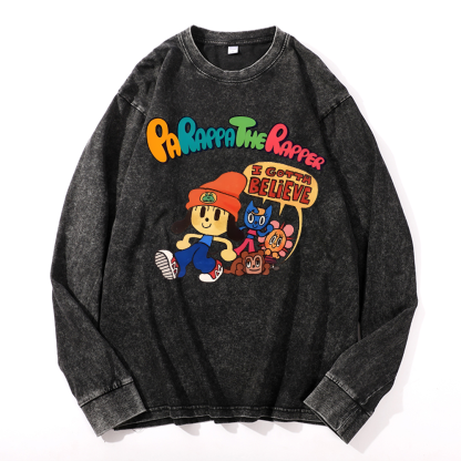 PaRappa the Rapper Vintage Cotton Wash Long-sleeve T-shirt