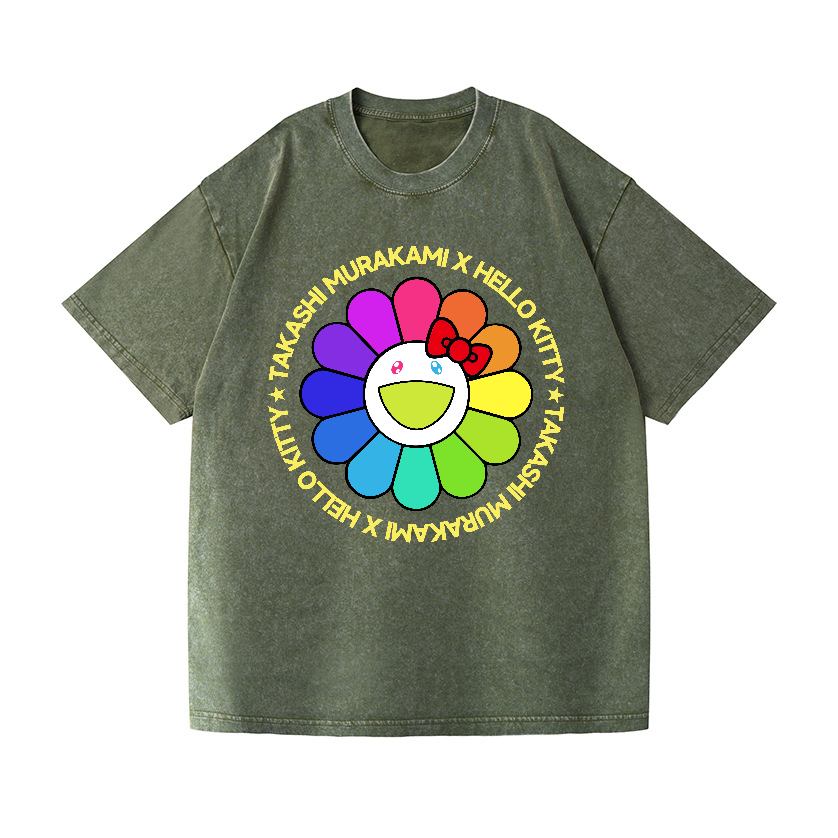 Japan Sunflower TM Vintage Wash Japanese Design T-Shirt