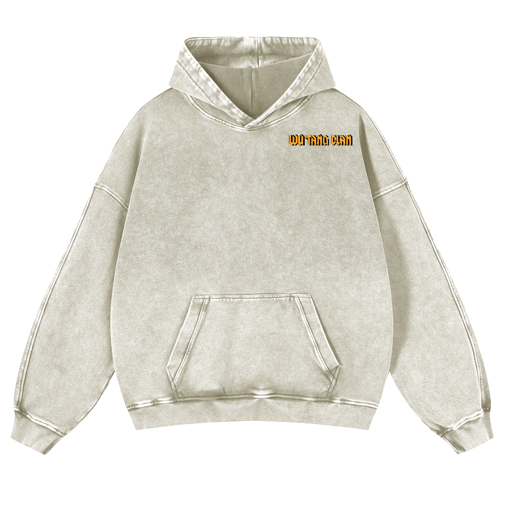 Wu Tang Clan Ukiyoe Wave Ukiyoe Wave Vintage Washed Cotton Back Art Hoodie