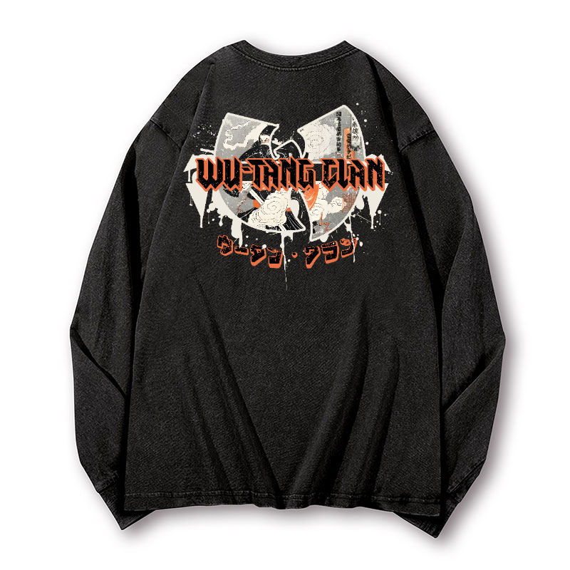 Wu Tang Clan Vintage Washed Cotton Back Art Long-sleeve T-shirt